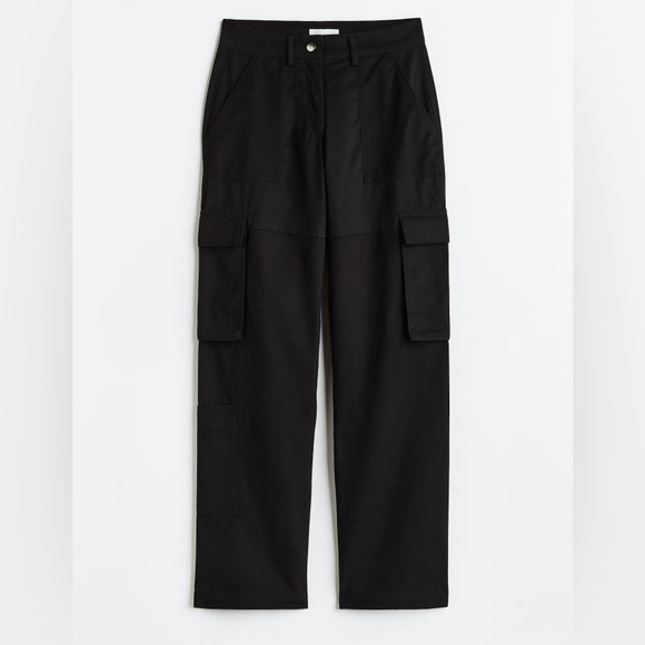 H&M Pants & Jumpsuits Nwt Hm Black Straight Cargo Pants Size 2